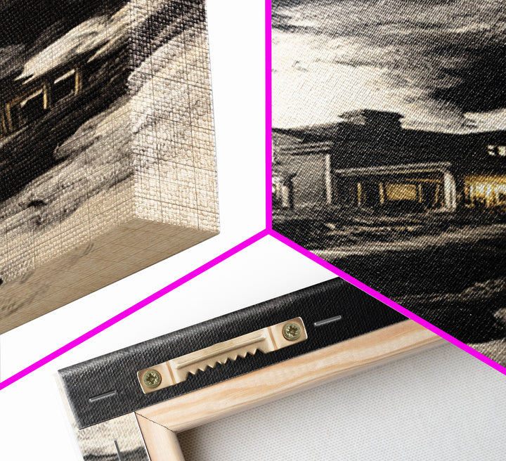 The Last House At The World'S Edge, Architectural Etching Art, Tall Narrow Wall Art, Gothic Horror Wall Art