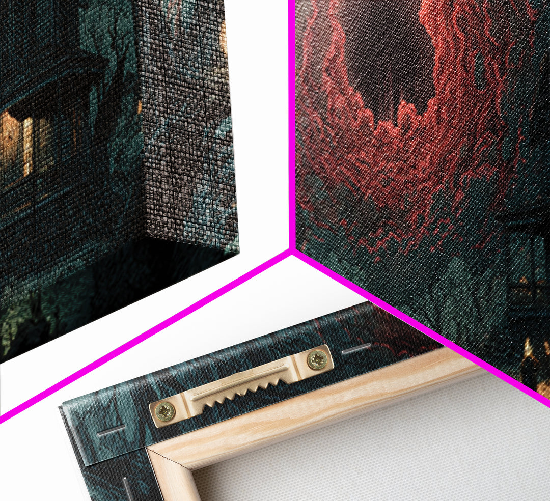 The Last House At The World'S Edge, Apocalyptic Romantic Art, Extra Wide Wall Art, Dark Fantasy Wall Art, Framed Canvas Print