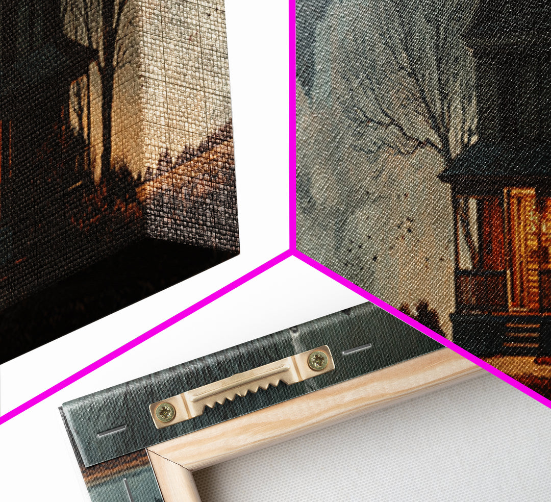 The Last House At The World'S Edge, Symbolist Etching Art, Extra Wide Wall Art, Macabre Wall Art, Framed Canvas Print, Halloween Wall Art