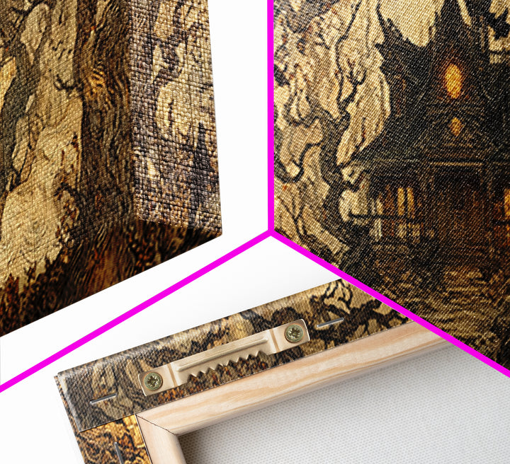 The Last House At The World'S Edge, Gothic Storybook Art, Extra Wide Wall Art, Gothic Horror Wall Art, Framed Canvas Print