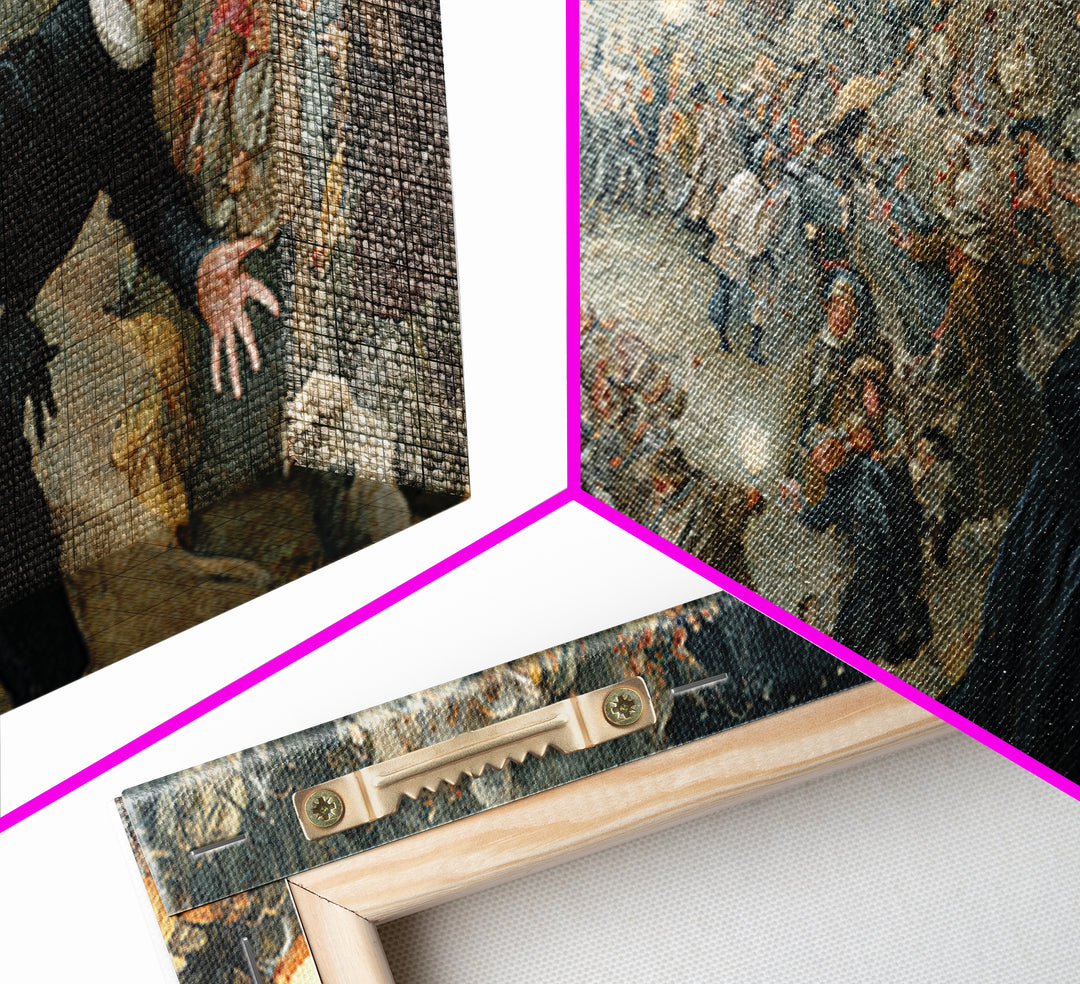 Halloween On Another Planet, Northern Renaissance Horror, Wide Panoramic Art, Gothic Horror Wall Art, Framed Canvas Print