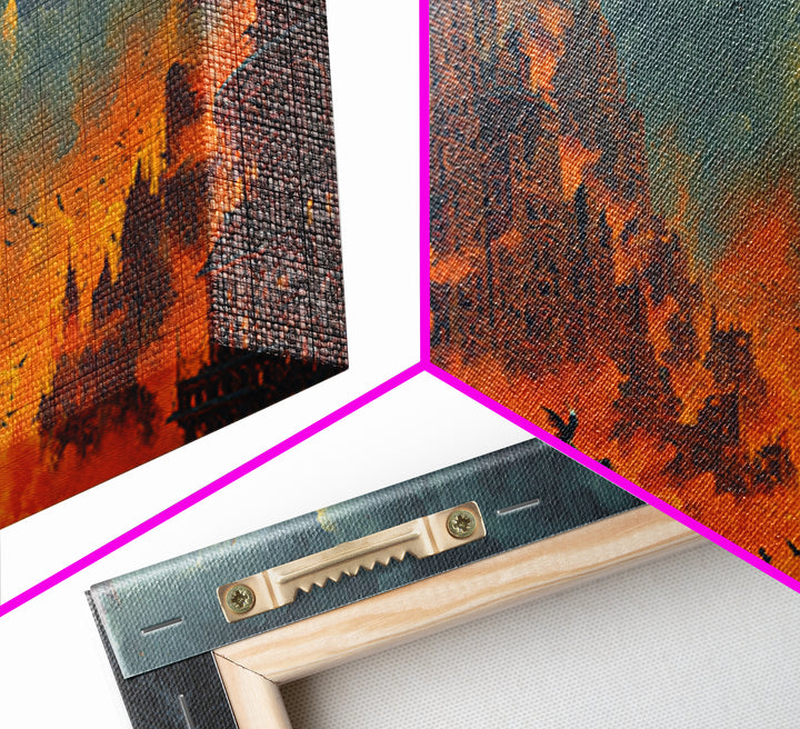 Halloween On Another Planet, Apocalyptic Romantic Art, Wide Panoramic Art, Gothic Horror Wall Art, Canvas Print, Halloween Wall Art