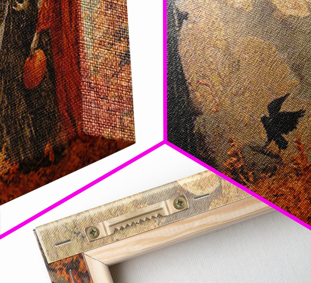 Halloween On Another Planet, Ornate Symbolist Art, Wide Panoramic Art, Macabre Wall Art, Framed Canvas Print, Halloween Wall Art