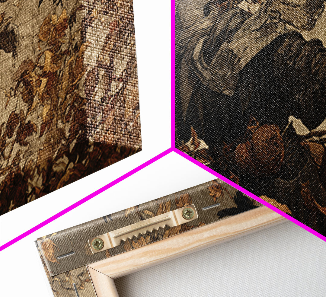 The Personification Of October, Northern Renaissance Horror, Wide Panoramic Art, Macabre Wall Art, Framed Canvas Print