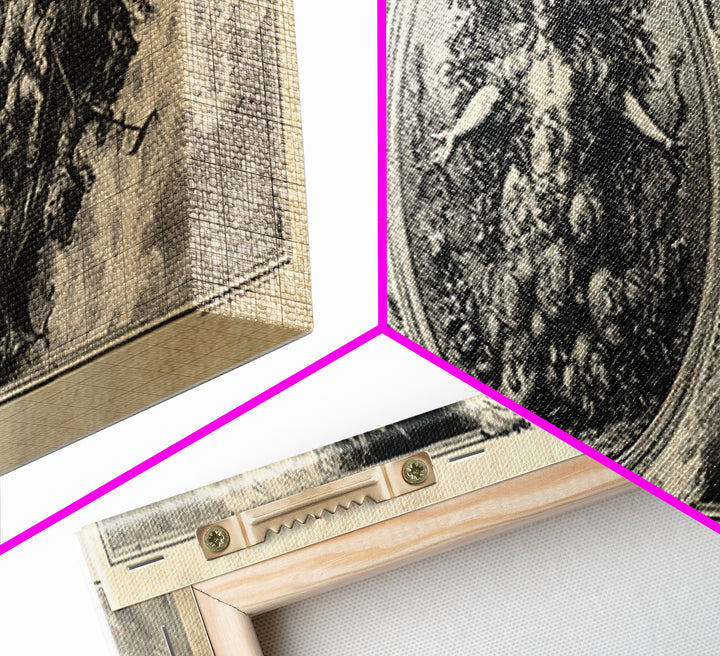 The Personification Of October, Renaissance Engraving Art, Extra Wide Wall Art, Macabre Wall Art, Canvas Print, Halloween Wall Art