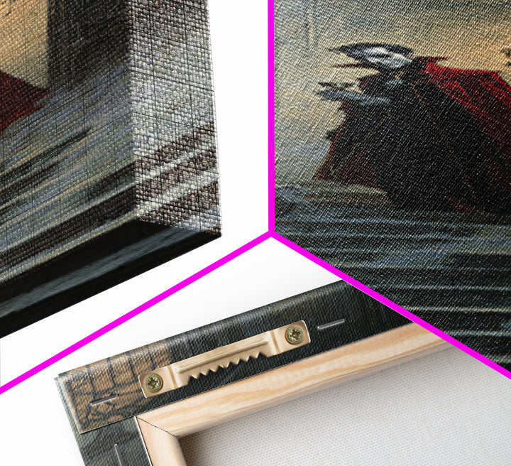 The Crimson Count Of Hollow Keep, Gothic Engraving Art, Tall Narrow Wall Art, Gothic Horror Wall Art, Framed Canvas Print