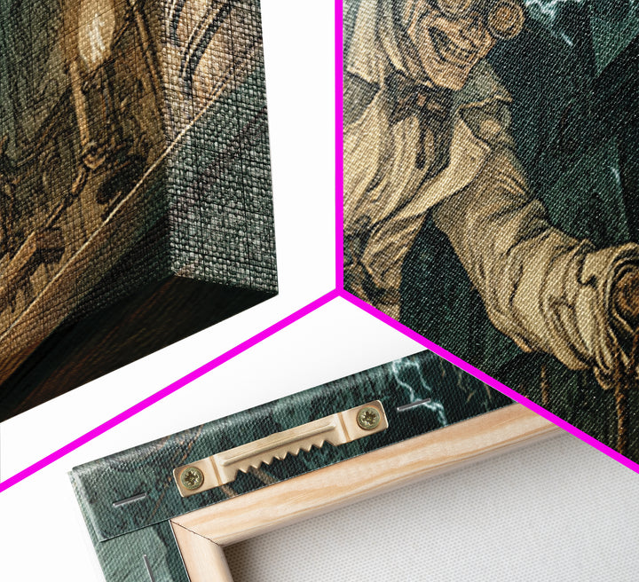 Doctor Vesper'S Resurrection Engine, Expressionist Nightmare Art, Wide Panoramic Art, Gothic Horror Wall Art, Framed Canvas Print
