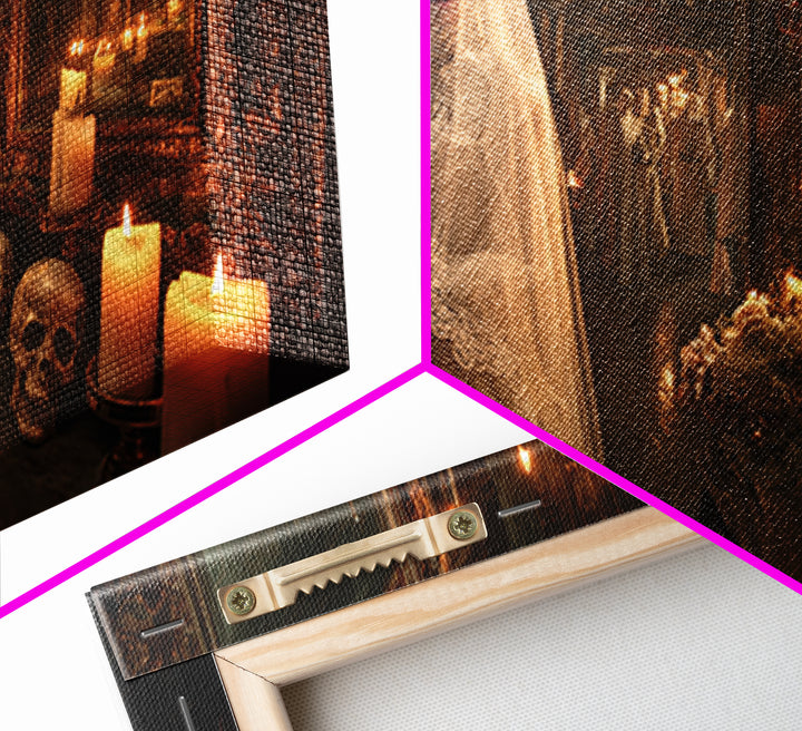 The Wax Bride Of Mourning Hall, Grotesque Carnival Art, Wide Panoramic Art, Gothic Horror Wall Art, Canvas Print, Halloween Wall Art
