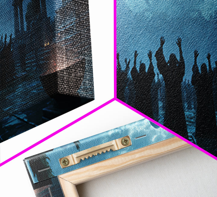 The Choir Of Deepwater Acolytes, Symbolist Gothic Landscape, Wide Panoramic Art, Macabre Wall Art, Canvas Print, Halloween Wall Art