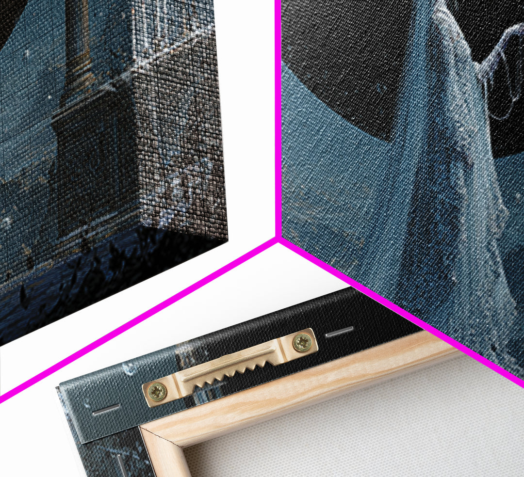 The Bride Of The Abyssal Moon, Apocalyptic Romantic Art, Wide Panoramic Art, Cosmic Horror Art, Canvas Print, Halloween Wall Art