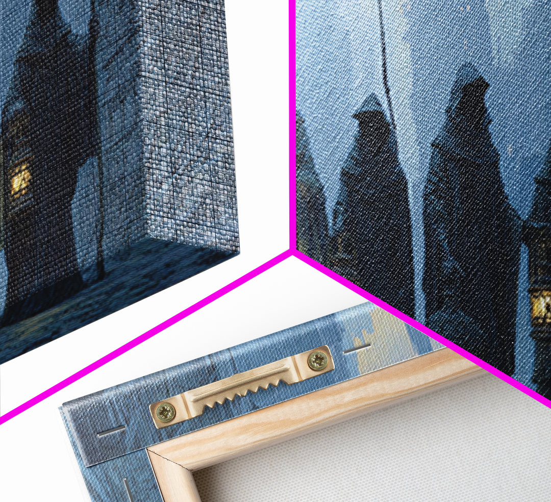 The Innsmouth Lantern Procession, Gothic Engraving Art, Wide Panoramic Art, Gothic Horror Wall Art, Canvas Print, Halloween Wall Art