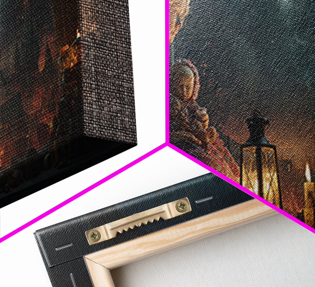 The Child Who Caught A Moon-Spawn, Apocalyptic Romantic Art, Wide Panoramic Art, Macabre Wall Art, Canvas Print, Halloween Wall Art