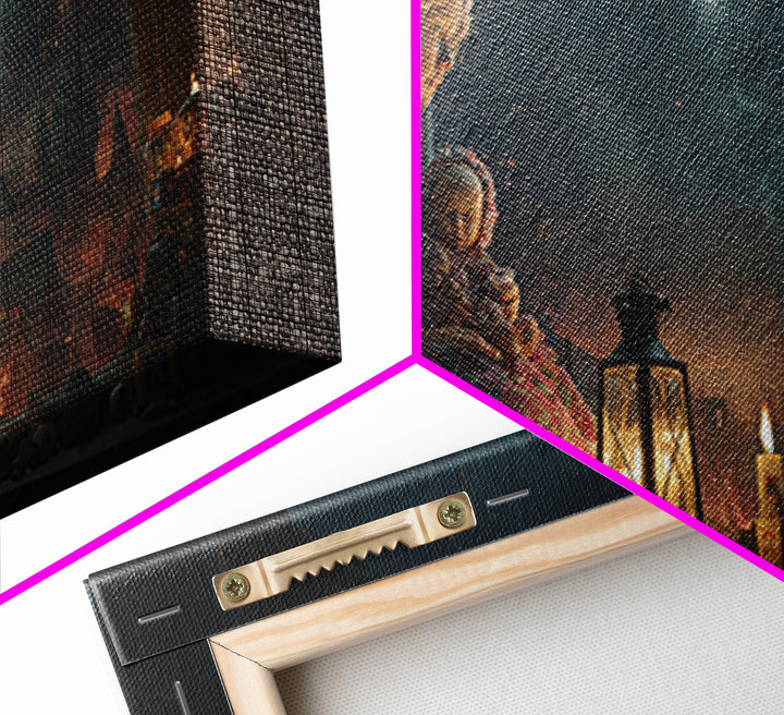 The Child Who Caught A Moon-Spawn, Apocalyptic Romantic Art, Wide Panoramic Art, Macabre Wall Art, Canvas Print, Halloween Wall Art