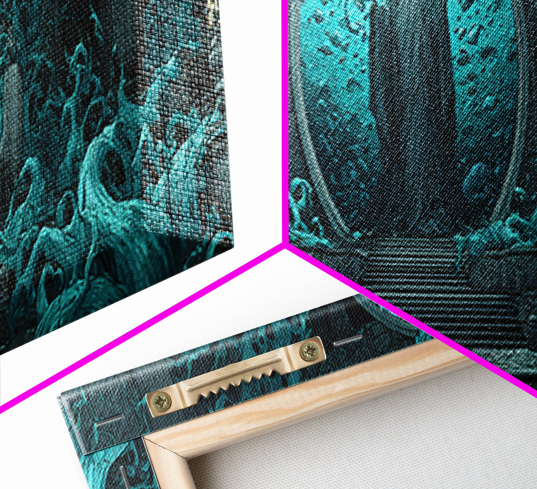 The Oracle Of The Glass Depths, Gothic Storybook Art, Extra Wide Wall Art, Eldritch Wall Decor, Framed Canvas Print, Horror Wall Art