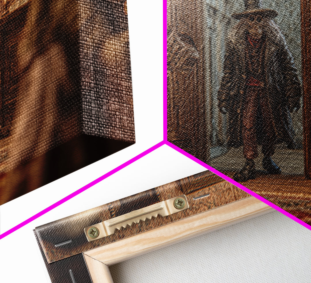 The Thirteenth Door Of Arkham House, Gothic Storybook Art, Landscape Wall Art, Dark Halloween Decor, Framed Canvas Print