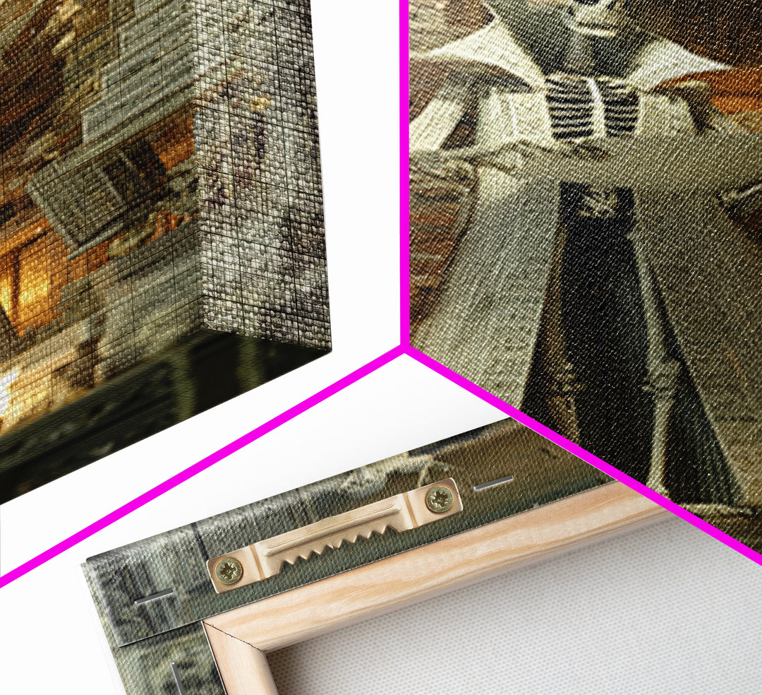 The Archivist Of Dreaming Bones, Stained Glass Gothic Art, Vertical Wall Art, Lovecraftian Horror Art, Framed Canvas Print