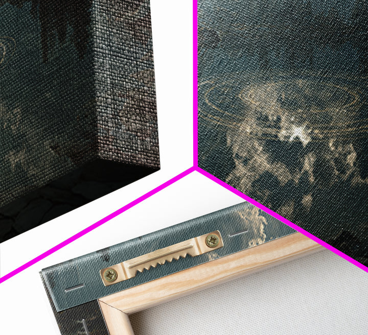 The Mirror Lake Of Lost Constellations, Grotesque Carnival Art, Wide Panoramic Art, Cosmic Horror Art, Canvas Print, Halloween Wall Art