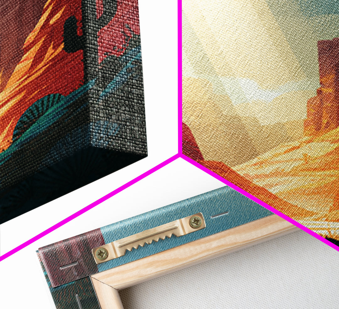 Sandstone Canyon with Dramatic Light Beam Framed Canvas Print, Desert Art, Abstract Wall Art, Southwestern Decor, DES-1x1-16