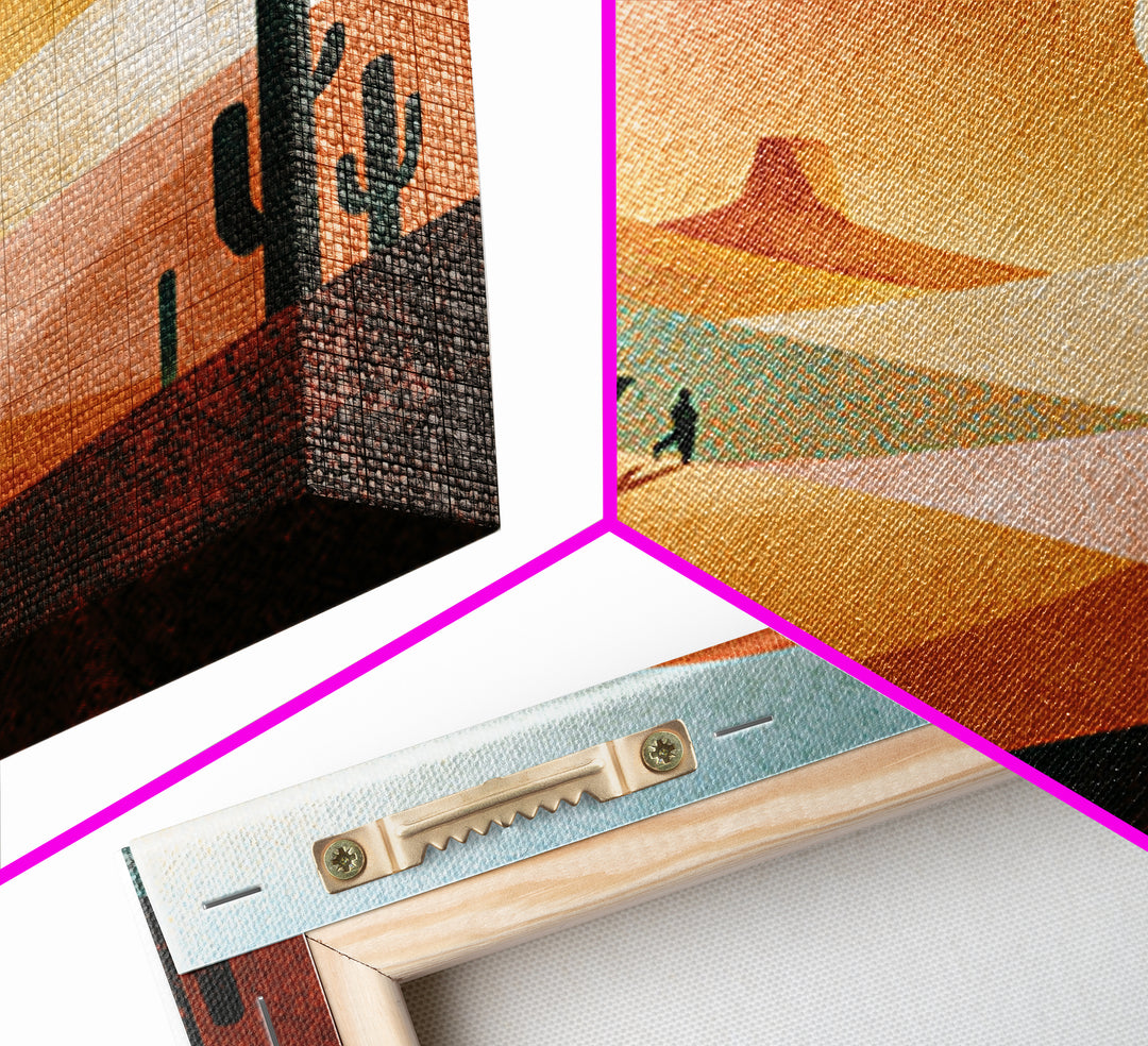 Saharan Dunes with Tiny Caravan Silhouettes Canvas Print, Desert Art, Neutral Decor, Southwestern Decor, Fine Art, Desert, DES-1x1-26