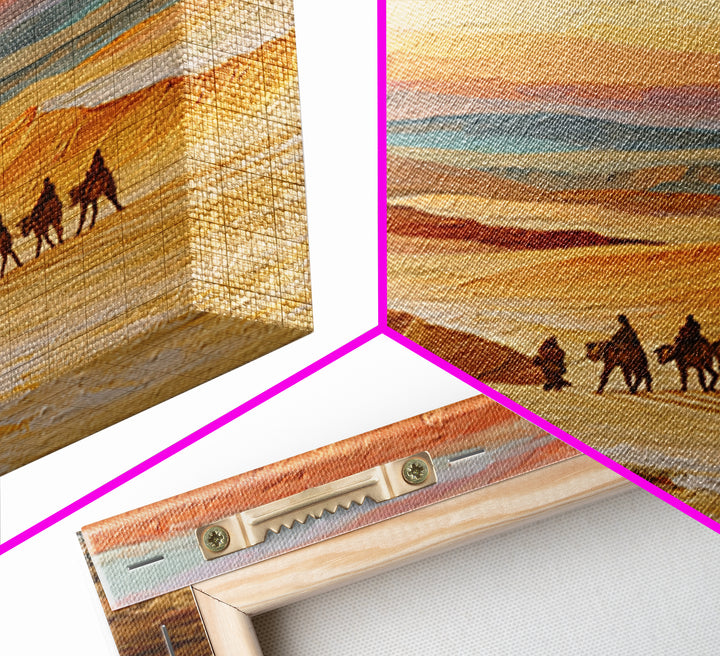 Camel Caravan Crossing Golden Dunes Canvas Print, Desert Art, Western Decor, Southwestern Decor, Fine Art, Desert, Modern Decor, DES-1x1-31