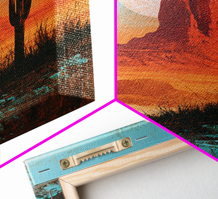 Desert Moon over Rolling Sand Framed Canvas Print, Desert Art, Fine Art Print, Southwestern Decor, Watercolor Art, Desert, DES-1x1-34