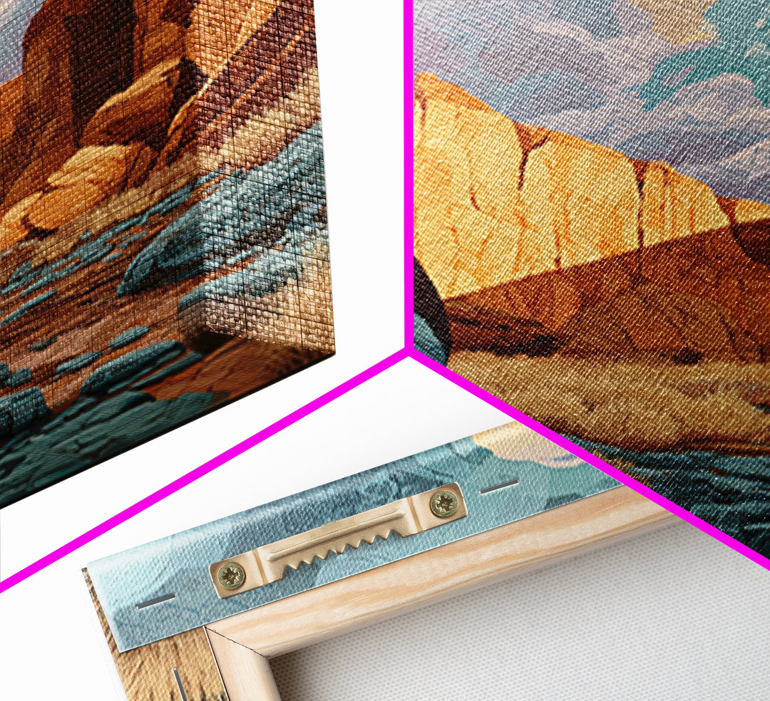 Sandstone Canyon with Dramatic Light Beam Framed Canvas Print, Desert Art, Textured Painting, Southwestern Decor, Desert, DES-1x1-40