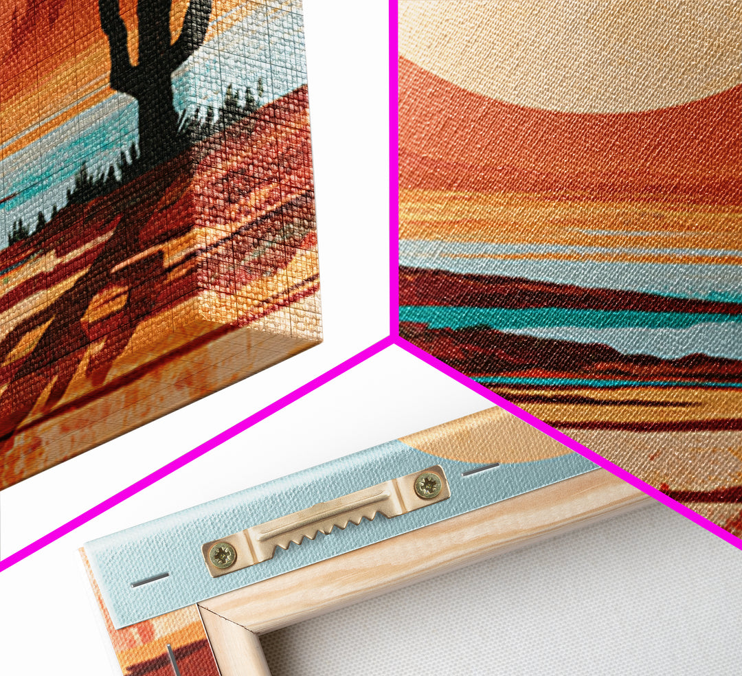 Minimal Beige Sun Framed Canvas Print, Desert Art, Gallery Decor, Southwestern Decor, Oil Painting, Desert, Home Decor, DES-1x1-46