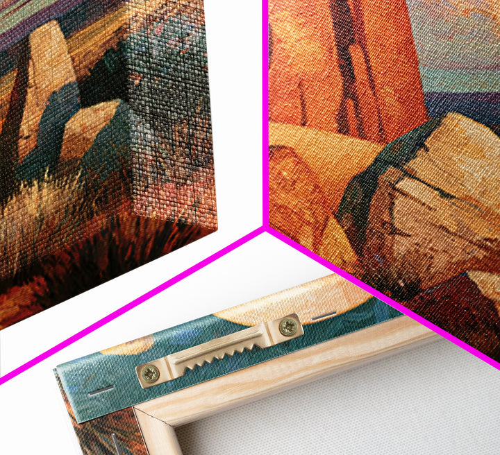 Desert Moon over Rolling Sand Framed Canvas Print, Desert Art, Fine Art Print, Southwestern Decor, Watercolor Art, Desert, DES-1x1-58