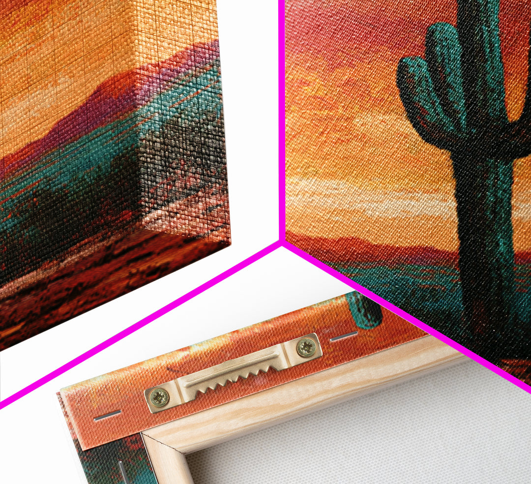 Saguaro Cactus under Orange Sunset Sky Canvas Print, Desert Art, Printable Art, Southwestern Decor, Fine Art, Desert, DES-1x1-97