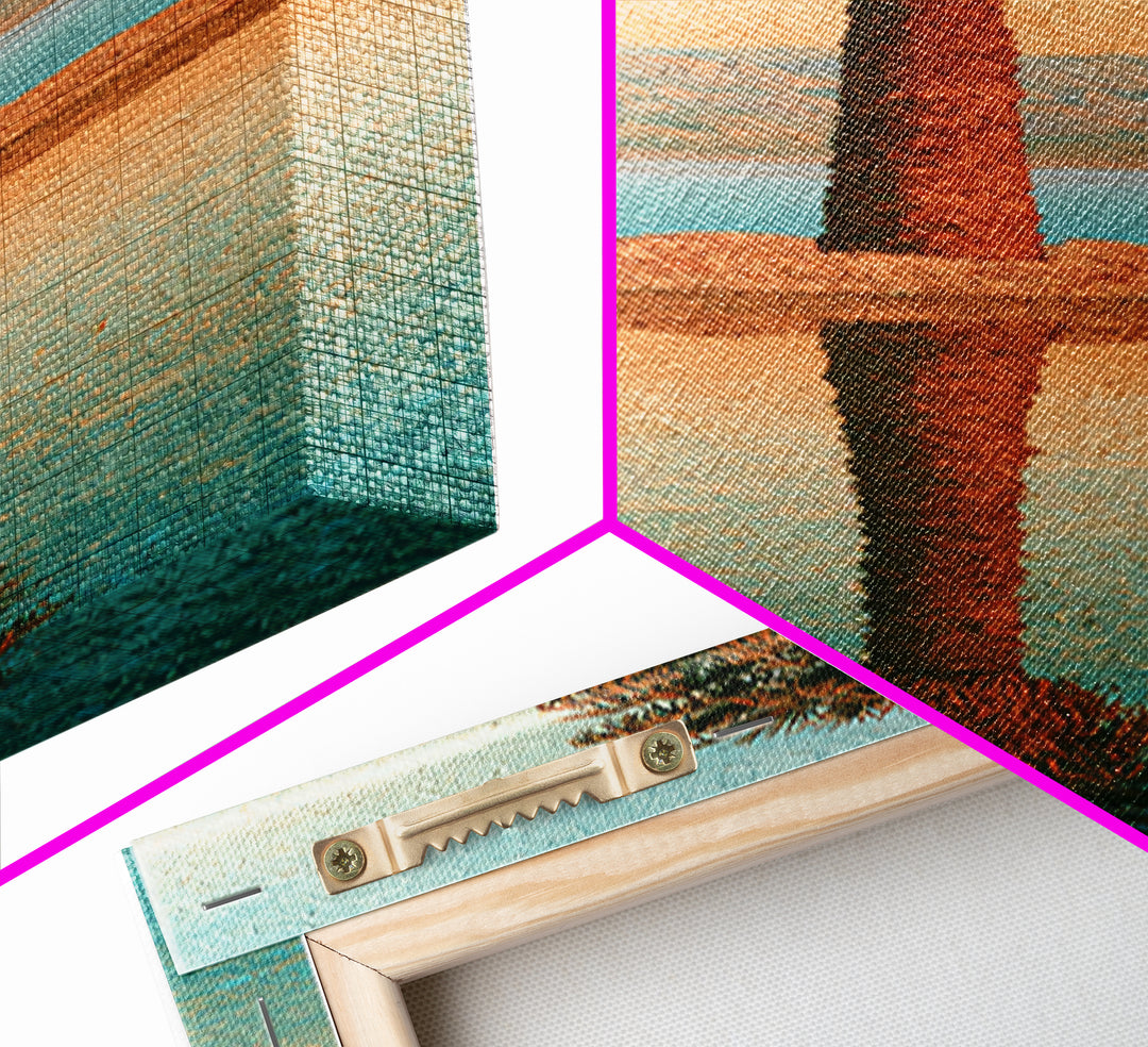 Palm Oasis Reflected Framed Canvas Print, Desert Art, Boho Decor, Southwestern Decor, Fine Art, Desert, Neutral Decor, DES-1x3-3
