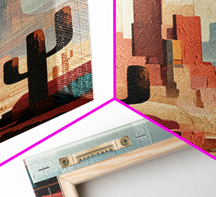 Terracotta and Cream Geometric Landscape Framed Canvas Print, Desert Art, Fine Art Print, Southwestern Decor, Fine Art, Desert, DES-1x3-30