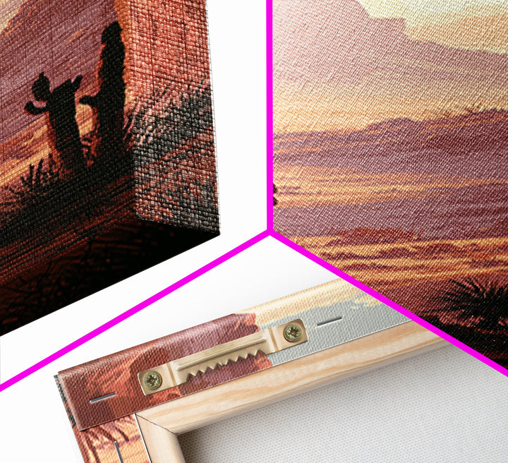 Monument Valley Silhouette Framed Canvas Print, Desert Art, Original Painting, Southwestern Decor, Desert, Bedroom Wall Art, DES-1x3-45