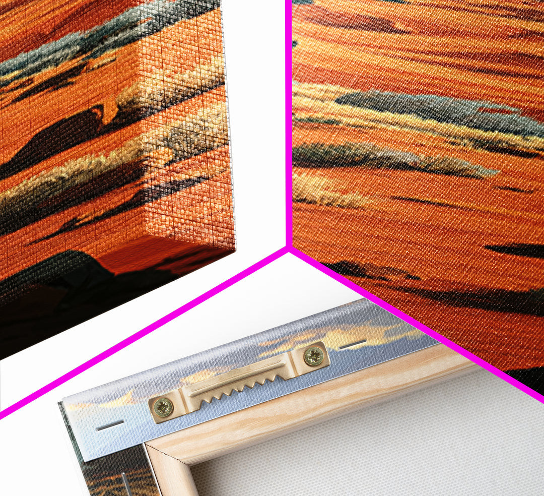 Wind Carved Dune Patterns from Above Framed Canvas Print, Desert Art, Gallery Decor, Southwestern Decor, Oil Painting, Desert, DES-1x3-80