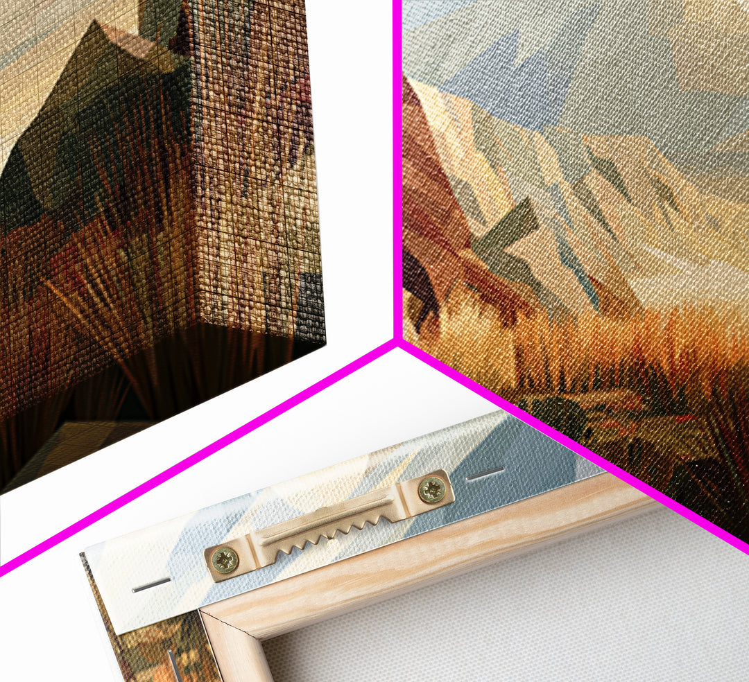 Terracotta and Cream Geometric Landscape Framed Canvas Print, Desert Art, Contemporary Art, Southwestern Decor, Desert, DES-2x1-14