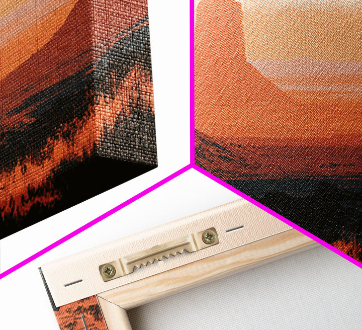 Monument Valley Silhouette Framed Canvas Print, Desert Art, Abstract Wall Art, Southwestern Decor, Desert, Living Room Art, DES-2x1-29