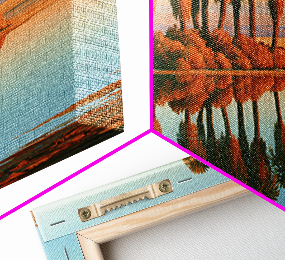Palm Oasis Reflected Framed Canvas Print, Desert Art, Colorful Wall Art, Southwestern Decor, Fine Art, Desert, DES-2x1-59