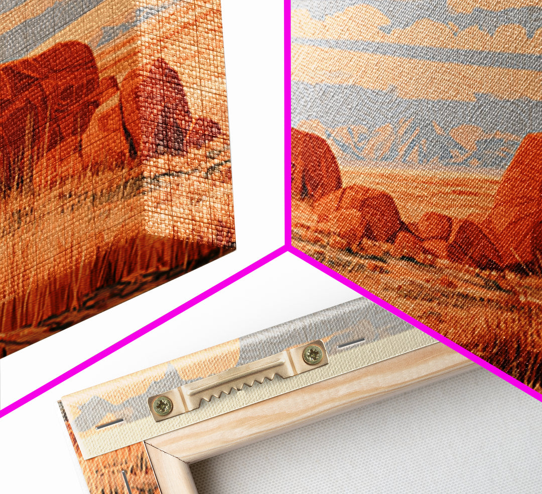 Terracotta and Cream Geometric Landscape Canvas Print, Desert Art, Print, Southwestern Decor, Desert, Watercolor Painting, DES-2x1-62