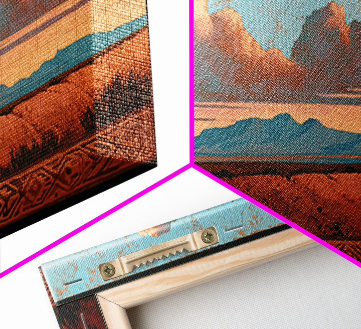 Ancient Desert Petroglyph Design Framed Canvas Print, Desert Art, Modern Wall Art, Southwestern Decor, Fine Art, Desert, DES-2x1-65