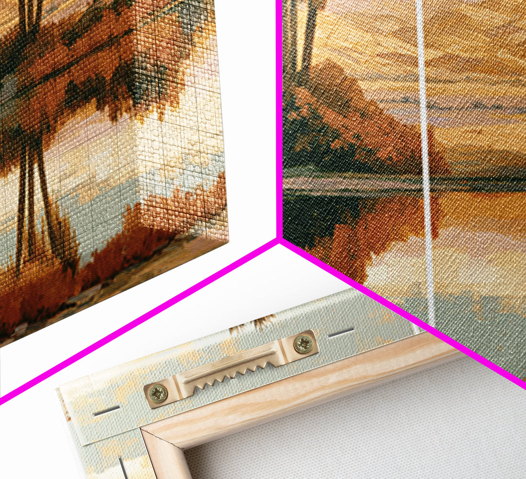 Palm Oasis Reflected Framed Canvas Print, Desert Art, Wall Art Prints, Southwestern Decor, Oil Painting, Desert, Boho Decor, DES-2x1-83