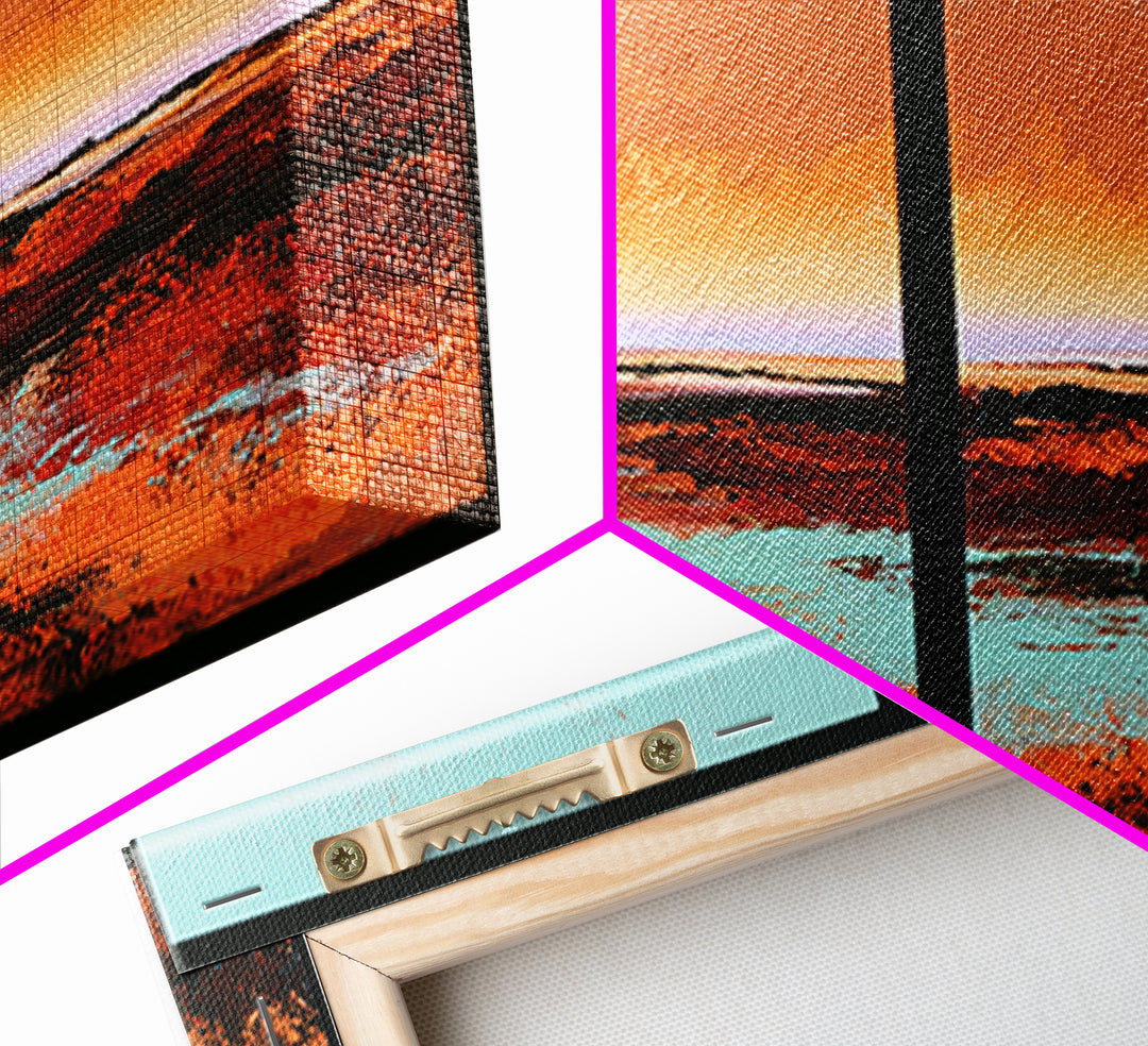 Abstract Heatwave Horizon Framed Canvas Print, Desert Art, Boho, Southwestern Decor, Fine Art, Desert, Mountain Wall Art, DES-2x1-9