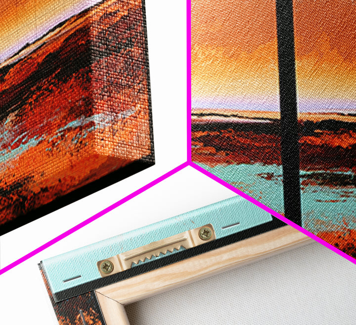 Abstract Heatwave Horizon Framed Canvas Print, Desert Art, Boho, Southwestern Decor, Fine Art, Desert, Mountain Wall Art, DES-2x1-9