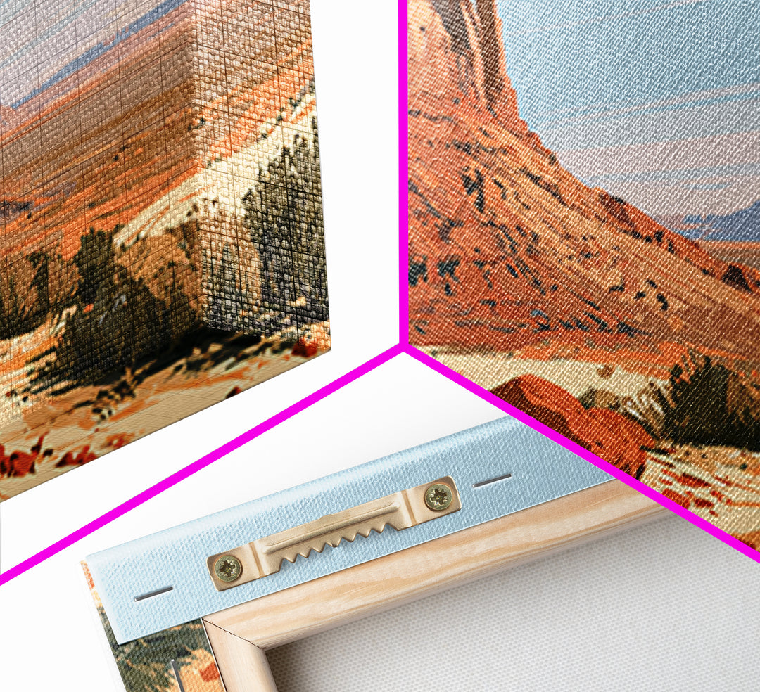 Abstract Mesa Landscape Framed Canvas Print, Desert Art, Statement Artwork, Southwestern Decor, Oil Painting, Desert, DES-2x1-95