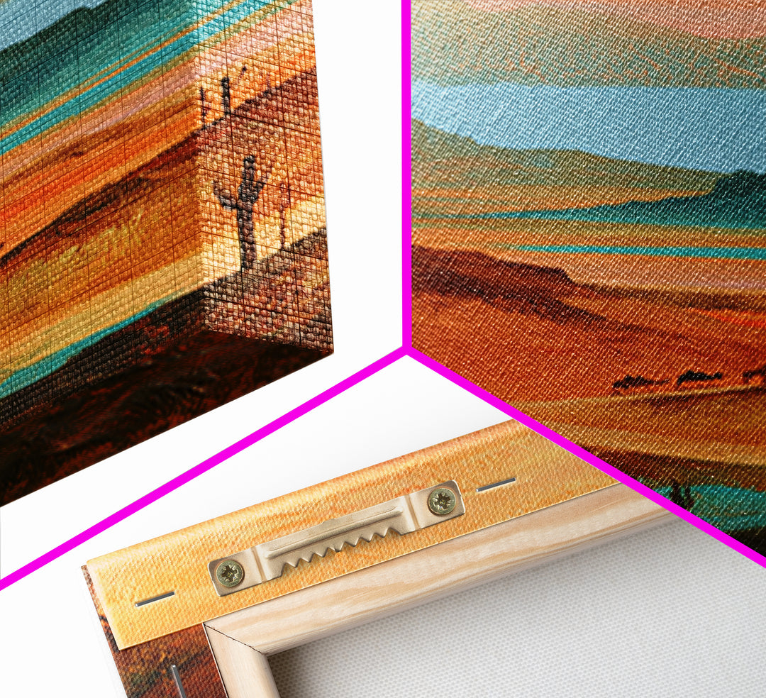 Saharan Dunes with Tiny Caravan Silhouettes Canvas Print, Desert Art, Print, Southwestern Decor, Desert, Watercolor Painting, DES-2x3-10