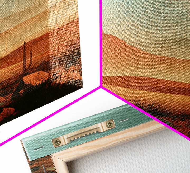 Desert Moon over Rolling Sand Framed Canvas Print, Desert Art, Wall Art Prints, Southwestern Decor, Watercolor Art, Desert, DES-2x3-18