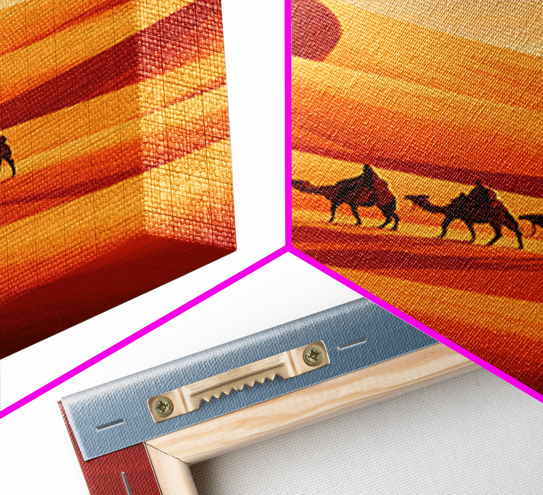 Camel Caravan Crossing Golden Dunes Canvas Print, Desert Art, Bedroom Wall Art, Southwestern Decor, Fine Art, Desert, DES-2x3-39
