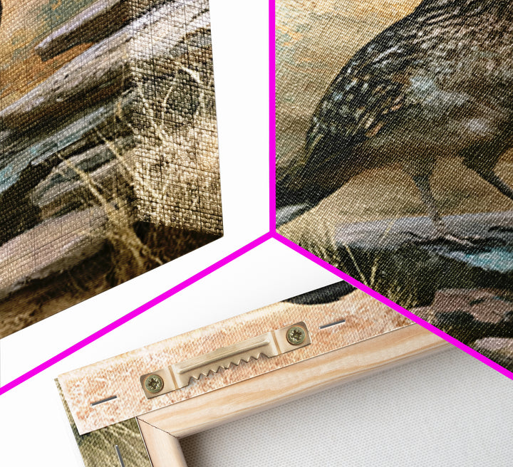 Roadrunner Bird in a Dry Wash Framed Canvas Print, Desert Art, Original Painting, Southwestern Decor, Fine Art, Desert, DES-2x3-46