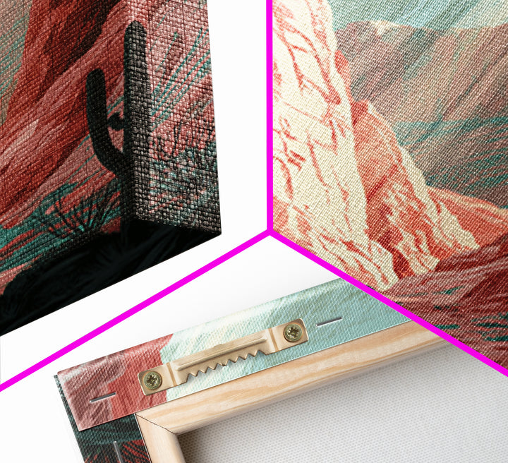 Sandstone Canyon with Dramatic Light Beam Framed Canvas Print, Desert Art, Boho, Southwestern Decor, Watercolor Art, Desert, DES-2x3-48