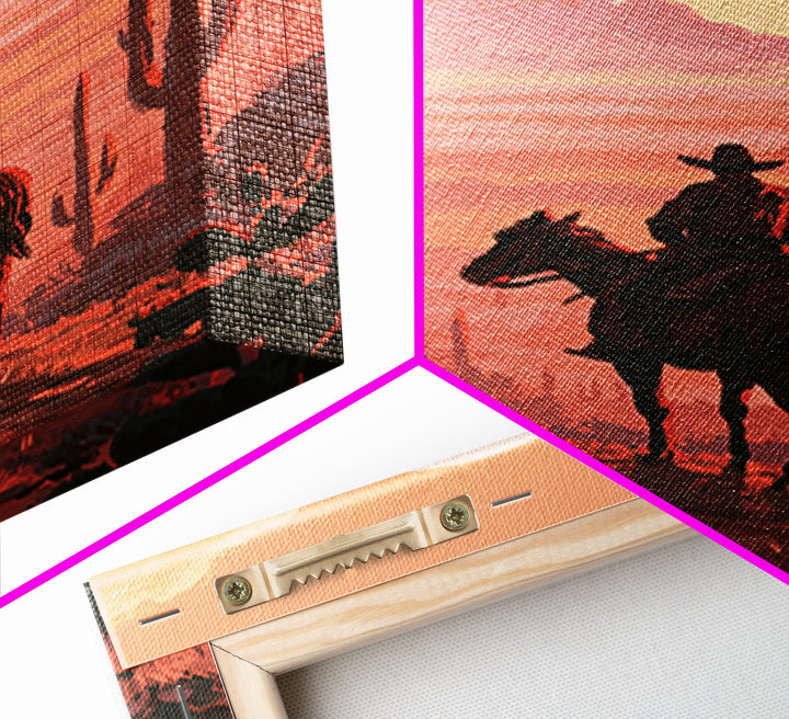 Dusty Horseback Rider at Sunset Canvas Print, Desert Art, Wall Decor, Southwestern Decor, Fine Art, Desert, Living Room Decor, DES-2x3-7