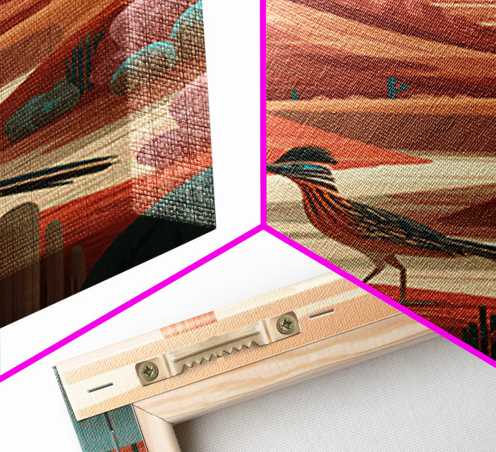 Roadrunner Bird in a Dry Wash Canvas Print, Desert Art, Printable Art, Southwestern Decor, Oil Painting, Desert, DES-2x3-70