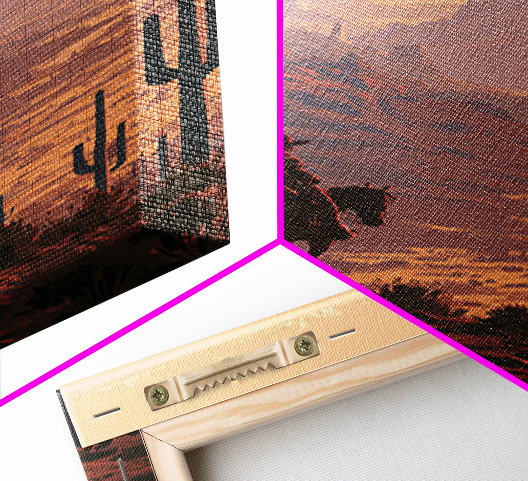 Dusty Horseback Rider at Sunset Canvas Print, Desert Art, Landscape Art, Southwestern Decor, Fine Art, Desert, Art Print, DES-2x3-79